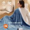 imageBedsure Electric Blanket King Size  Dual Control Heated Blanket King Size Fast Heating with 10 Time Settings ampamp 10 Heat Settings Warm Gift for Grandma 100x90 inches Grey05  Blue
