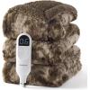 imageBedsure Electric Blanket King Size  Dual Control Heated Blanket King Size Fast Heating with 10 Time Settings ampamp 10 Heat Settings Warm Gift for Grandma 100x90 inches Grey26  Dark Chocolate