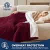 imageBedsure Electric Blanket Twin  Soft Ribbed Flannel Heated Blanket Heating Blanket with 10 Time Settings 6 Heat Settings and 8 hrs Timer Auto Shut Off 62x84 inches Grey05  Burgundy