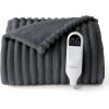 imageBedsure Electric Blanket Twin  Soft Ribbed Flannel Heated Blanket Heating Blanket with 10 Time Settings 6 Heat Settings and 8 hrs Timer Auto Shut Off 62x84 inches Grey08  Grey