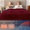 imageBedsure Electric Blanket Twin  Soft Ribbed Flannel Heated Blanket Heating Blanket with 10 Time Settings 6 Heat Settings and 8 hrs Timer Auto Shut Off 62x84 inches Grey05  Burgundy