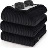 imageBedsure Electric Blanket Twin  Soft Ribbed Flannel Heated Blanket Heating Blanket with 10 Time Settings 6 Heat Settings and 8 hrs Timer Auto Shut Off 62x84 inches Grey07  Black