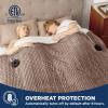 imageBedsure Electric Blanket Twin  Soft Ribbed Flannel Heated Blanket Heating Blanket with 10 Time Settings 6 Heat Settings and 8 hrs Timer Auto Shut Off 62x84 inches Grey06  Brown
