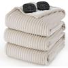 imageBedsure Electric Blanket Twin  Soft Ribbed Flannel Heated Blanket Heating Blanket with 10 Time Settings 6 Heat Settings and 8 hrs Timer Auto Shut Off 62x84 inches Grey03  Cream