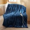 imageBedsure Electric Blanket Twin  Soft Ribbed Flannel Heated Blanket Heating Blanket with 10 Time Settings 6 Heat Settings and 8 hrs Timer Auto Shut Off 62x84 inches Grey04  Navy