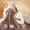 imageBedsure Electric Blanket Twin  Soft Ribbed Flannel Heated Blanket Heating Blanket with 10 Time Settings 6 Heat Settings and 8 hrs Timer Auto Shut Off 62x84 inches Grey06  Brown