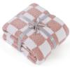 imageBedsure Fall Throw Blanket for Couch  Super Soft Cozy ampamp Warm Knit Checkered Blanket Breathable Lightweight ampamp Fluffy for Bed ampamp Sofa Gentlesoft Black 50x60 Inches01  Checkered Pink