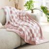imageBedsure Fall Throw Blanket for Couch  Super Soft Cozy ampamp Warm Knit Checkered Blanket Breathable Lightweight ampamp Fluffy for Bed ampamp Sofa Gentlesoft Black 50x60 Inches01  Checkered Pink