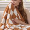 imageBedsure Fall Throw Blanket for Couch  Super Soft Cozy ampamp Warm Knit Checkered Blanket Breathable Lightweight ampamp Fluffy for Bed ampamp Sofa Gentlesoft Black 50x60 Inches01  Checkered Camel