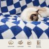 imageBedsure Fall Throw Blanket for Couch  Super Soft Cozy ampamp Warm Knit Checkered Blanket Breathable Lightweight ampamp Fluffy for Bed ampamp Sofa Gentlesoft Black 50x60 Inches01  Checkered High Tide