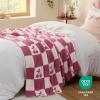 imageBedsure Fall Throw Blanket for Couch  Super Soft Cozy ampamp Warm Knit Checkered Blanket Breathable Lightweight ampamp Fluffy for Bed ampamp Sofa Gentlesoft Black 50x60 Inches04  Cherry Pink