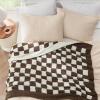 imageBedsure Fall Throw Blanket for Couch  Super Soft Cozy ampamp Warm Knit Checkered Blanket Breathable Lightweight ampamp Fluffy for Bed ampamp Sofa Gentlesoft Black 50x60 Inches01  Checkered Brown