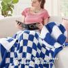 imageBedsure Fall Throw Blanket for Couch  Super Soft Cozy ampamp Warm Knit Checkered Blanket Breathable Lightweight ampamp Fluffy for Bed ampamp Sofa Gentlesoft Black 50x60 Inches01  Checkered High Tide