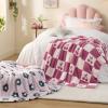 imageBedsure Fall Throw Blanket for Couch  Super Soft Cozy ampamp Warm Knit Checkered Blanket Breathable Lightweight ampamp Fluffy for Bed ampamp Sofa Gentlesoft Black 50x60 Inches04  Cherry Pink