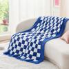 imageBedsure Fall Throw Blanket for Couch  Super Soft Cozy ampamp Warm Knit Checkered Blanket Breathable Lightweight ampamp Fluffy for Bed ampamp Sofa Gentlesoft Black 50x60 Inches01  Checkered High Tide
