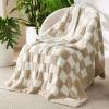 imageBedsure Fall Throw Blanket for Couch  Super Soft Cozy ampamp Warm Knit Checkered Blanket Breathable Lightweight ampamp Fluffy for Bed ampamp Sofa Gentlesoft Black 50x60 Inches01  Checkered Beige