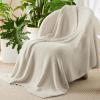 imageBedsure Fall Throw Blanket for Couch  Super Soft Cozy ampamp Warm Knit Checkered Blanket Breathable Lightweight ampamp Fluffy for Bed ampamp Sofa Gentlesoft Black 50x60 Inches02  Beige