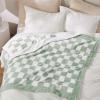imageBedsure Fall Throw Blanket for Couch  Super Soft Cozy ampamp Warm Knit Checkered Blanket Breathable Lightweight ampamp Fluffy for Bed ampamp Sofa Gentlesoft Black 50x60 Inches01  Checkered Green