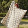 imageBedsure Fall Throw Blanket for Couch  Super Soft Cozy ampamp Warm Knit Checkered Blanket Breathable Lightweight ampamp Fluffy for Bed ampamp Sofa Gentlesoft Black 50x60 Inches01  Checkered Beige