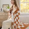 imageBedsure Fall Throw Blanket for Couch  Super Soft Cozy ampamp Warm Knit Checkered Blanket Breathable Lightweight ampamp Fluffy for Bed ampamp Sofa Gentlesoft Black 50x60 Inches01  Checkered Camel