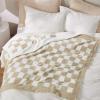 imageBedsure Fall Throw Blanket for Couch  Super Soft Cozy ampamp Warm Knit Checkered Blanket Breathable Lightweight ampamp Fluffy for Bed ampamp Sofa Gentlesoft Black 50x60 Inches01  Checkered Beige