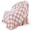 imageBedsure Fall Throw Blanket for Couch  Super Soft Cozy ampamp Warm Knit Checkered Blanket Breathable Lightweight ampamp Fluffy for Bed ampamp Sofa Gentlesoft Black 50x60 Inches01  Checkered Pink