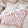 imageBedsure Fall Throw Blanket for Couch  Super Soft Cozy ampamp Warm Knit Checkered Blanket Breathable Lightweight ampamp Fluffy for Bed ampamp Sofa Gentlesoft Black 50x60 Inches01  Checkered Pink