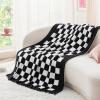 imageBedsure Fall Throw Blanket for Couch  Super Soft Cozy ampamp Warm Knit Checkered Blanket Breathable Lightweight ampamp Fluffy for Bed ampamp Sofa Gentlesoft Black 50x60 Inches01  Checkered Black
