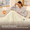 imageBedsure Faux Fur Heated Blanket Twin Size Fast Heating Electric Blanket Twin Size with 6 Heating Levels ampamp 10 Time Settings Cozy Gifts for Women Men 62x84 inches Denim Blue28  Cream