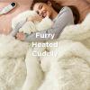 imageBedsure Faux Fur Heated Blanket Twin Size Fast Heating Electric Blanket Twin Size with 6 Heating Levels ampamp 10 Time Settings Cozy Gifts for Women Men 62x84 inches Denim Blue28  Cream