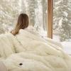imageBedsure Faux Fur Heated Blanket Twin Size Fast Heating Electric Blanket Twin Size with 6 Heating Levels ampamp 10 Time Settings Cozy Gifts for Women Men 62x84 inches Denim Blue28  Cream