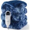 imageBedsure Faux Fur Heated Blanket Twin Size Fast Heating Electric Blanket Twin Size with 6 Heating Levels ampamp 10 Time Settings Cozy Gifts for Women Men 62x84 inches Denim Blue27  Denim Blue