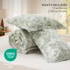 imageBedsure Floral Comforter Set Queen Size  100 Cotton Fabric with Microfiber Inner Fill Sage Green Bedding Comforter Set 3 Pieces 1 Soft Reversible Botanical Flower Comforter and 2 Pillow Shams01  Sage Green