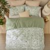 imageBedsure Floral Comforter Set Queen Size  100 Cotton Fabric with Microfiber Inner Fill Sage Green Bedding Comforter Set 3 Pieces 1 Soft Reversible Botanical Flower Comforter and 2 Pillow Shams01  Sage Green