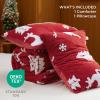 imageBedsure Fluffy Christmas Comforter Set Queen  Christmas Bedding with Christmas Tree Warm Flannel Fleece Bed Sets for Winter 3 Pieces 1 Soft Plush Shaggy Comforter with 2 Pillowcases02  Red