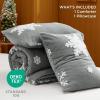 imageBedsure Fluffy Christmas Comforter Set Queen  Christmas Bedding with Christmas Tree Warm Flannel Fleece Bed Sets for Winter 3 Pieces 1 Soft Plush Shaggy Comforter with 2 Pillowcases01  Grey
