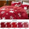 imageBedsure Fluffy Christmas Duvet Cover Set  Ultra Soft Plush Shaggy Comforter Cover Queen Size Warm Flannel Fleece Bed Sets for Winter 3 Pieces Reindeer Pattern Red06  Red Snowflake No Comforter