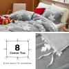 imageBedsure Fluffy Christmas Duvet Cover Set  Ultra Soft Plush Shaggy Comforter Cover Queen Size Warm Flannel Fleece Bed Sets for Winter 3 Pieces Reindeer Pattern Red05  Grey Snowflake No Comforter