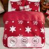 imageBedsure Fluffy Christmas Duvet Cover Set  Ultra Soft Plush Shaggy Comforter Cover Queen Size Warm Flannel Fleece Bed Sets for Winter 3 Pieces Reindeer Pattern Red06  Red Snowflake No Comforter
