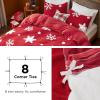 imageBedsure Fluffy Christmas Duvet Cover Set  Ultra Soft Plush Shaggy Comforter Cover Queen Size Warm Flannel Fleece Bed Sets for Winter 3 Pieces Reindeer Pattern Red06  Red Snowflake No Comforter