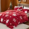 imageBedsure Fluffy Christmas Duvet Cover Set  Ultra Soft Plush Shaggy Comforter Cover Queen Size Warm Flannel Fleece Bed Sets for Winter 3 Pieces Reindeer Pattern Red06  Red Snowflake No Comforter