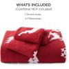 imageBedsure Fluffy Christmas Duvet Cover Set  Ultra Soft Plush Shaggy Comforter Cover Queen Size Warm Flannel Fleece Bed Sets for Winter 3 Pieces Reindeer Pattern Red10  Red Reindeer No Comforter