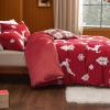 imageBedsure Fluffy Christmas Duvet Cover Set  Ultra Soft Plush Shaggy Comforter Cover Queen Size Warm Flannel Fleece Bed Sets for Winter 3 Pieces Reindeer Pattern Red10  Red Reindeer No Comforter