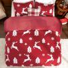 imageBedsure Fluffy Christmas Duvet Cover Set  Ultra Soft Plush Shaggy Comforter Cover Queen Size Warm Flannel Fleece Bed Sets for Winter 3 Pieces Reindeer Pattern Red10  Red Reindeer No Comforter