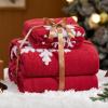 imageBedsure Fluffy Christmas Duvet Cover Set  Ultra Soft Plush Shaggy Comforter Cover Queen Size Warm Flannel Fleece Bed Sets for Winter 3 Pieces Reindeer Pattern Red06  Red Snowflake No Comforter