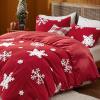 imageBedsure Fluffy Christmas Duvet Cover Set  Ultra Soft Plush Shaggy Comforter Cover Queen Size Warm Flannel Fleece Bed Sets for Winter 3 Pieces Reindeer Pattern Red06  Red Snowflake No Comforter