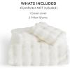 imageBedsure Fluffy Christmas Duvet Cover Set  Ultra Soft Plush Shaggy Comforter Cover Queen Size Warm Flannel Fleece Bed Sets for Winter 3 Pieces Reindeer Pattern Red03  Coconut White No Comforter