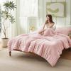 imageBedsure Fluffy Comforter Set Queen  Super Soft Faux Fur Bed Set Cream White All Seasons Warm Plush Fleece Bedding 3 Pieces 1 Shaggy Fuzzy Queen Size Comforter with 2 PillowcasesPink