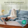 imageBedsure Fluffy Comforter Set Queen  Super Soft Faux Fur Bed Set Cream White All Seasons Warm Plush Fleece Bedding 3 Pieces 1 Shaggy Fuzzy Queen Size Comforter with 2 PillowcasesMineral Blue