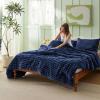 imageBedsure Fluffy Comforter Set Queen  Super Soft Faux Fur Bed Set Cream White All Seasons Warm Plush Fleece Bedding 3 Pieces 1 Shaggy Fuzzy Queen Size Comforter with 2 Pillowcases12  Navy